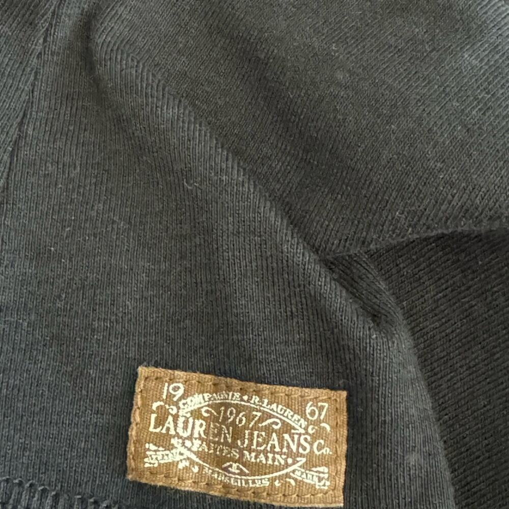Lauren Jeans Co Black Cotton Suede Trim Top Size M - Picture 6 of 9
